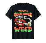 Funny Cool Sexy Lips Weed Cannabis Marijuana Leaves Smoking T-Shirt