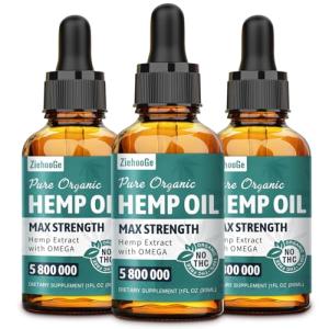 ziehooGe Hemp Oil Drops 3 Pack - Maximum Strength 100% Natural Hemp Oil Organic Supports Relaxation