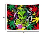 Wathon Trippy Weed Marijuana Tapestry Cool Alien Marijuana Leaf Wall Tapestry for Bedroom, Psychedelic Tie Dye Stoner Tapestries for Men Aesthetic Hippie Wall Art Poster for Dorm Home Decor 60X40IN