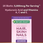 Nature's Bounty Advanced Hair, Skin & Nails, Argan-Infused Vitamin Supplement with Biotin and Hyaluronic Acid, 150 Rapid Release Softgels, 50 Total Servings