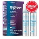 Women's Rogaine 5% Minoxidil Foam, Topical Once-A-Day Hair Loss Treatment for Women to Regrow Fuller, Thicker Hair, Unscented, 4-Month Supply, 2 x 2.11 oz