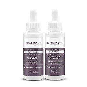 Shapiro MD Hair Growth Experts Minoxidil 5% Topical Solution for Mens Hair Growth, Serum Promotes Hair Regrowth by Reactivating Hair Follicles, 2 Month