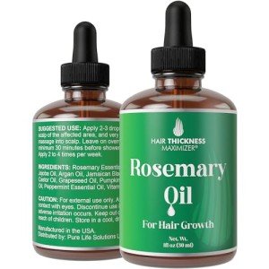 Rosemary Oil for Hair Growth, Men & Women – No Harsh Scent or Scalp Burn, Topical Hair Growth Oil for Loss Prevention, Thickness & Regrowth with Jojoba, Jamaican Black Castor, Peppermint, 1oz