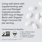 Sports Research Extra Strength Vegan Biotin (Vitamin B) Supplement with Organic Coconut Oil - Supports Keratin for Healthier Hair & Skin - Great for Women & Men - 5,000mcg, 120 Veggie Softgel Capsules