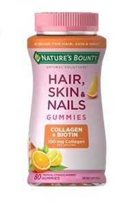 Nature's Bounty Optimal Solutions Hair, Skin & Nails with Biotin and Collagen, Citrus-Flavored Gummies Vitamin Supplement, 2500 mcg, 80 Ct, 40 Total Servings