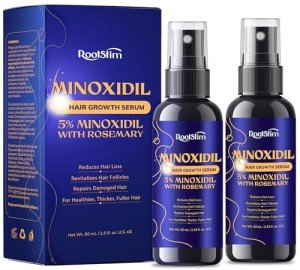5% Minoxidil Hair Growth for Men and Women: 2-Pack Extra Strength Minoxidil Hair Loss Treatment Serum with Rosemary for Faster Stronger Thicker Hair Growth - 60ML Each