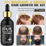 5% Minoxidil Hair Growth Oil for Men and Women - Regrowth Serum, Extra Strength Spray for Hair Loss, Thicker Healthier Hair, Beard Growth Kit, Topical Treatment, 2.02 oz