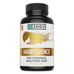 Zhou Hairfluence - Vegan Biotin Supplement for Hair Growth for Men & Women, Supports Stronger, Healthier Hair, Nails, & Glowing Skin with B Vitamin Complex - 60 Veggie Capsules (Pack of 1)