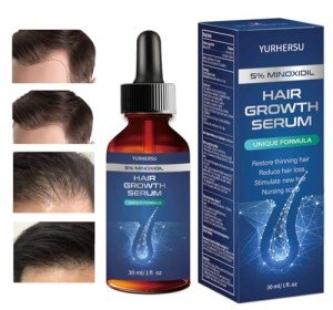 Hair Growth Serum, 5% Minoxidil, With Biotin & Glycerin, for Men's Beard & Women's Hair Regrowth, Anti Hair Loss Treatment, Make Hair Stronger Thicker Longer, 1 fl oz (30 ml)