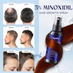 5% Minoxidil Hair Growth for Men and Women: Extra Strength Minoxidil Hair Loss Treatment Serum with Rosemary for Faster Stronger Thicker Hair Growth 60ML