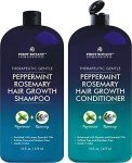 First Botany, Peppermint Rosemary Hair Regrowth and Anti Hair Loss Shampoo and Conditioner Set - Daily Hydrating, Detoxifying, Volumizing Shampoo and Fights Dandruff For Men and Women 16 fl oz x 2