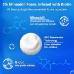 Minoxidil Foam, 5% Topical Minoxidil Foam, Minoxidil for Men and Women, Infused with Biotin, Hair Growth Treatment, Supports Thicker and Fuller Hair & Beard (Minoxidil Foam, 6.33oz, 3 Month Supply)