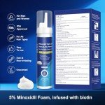 Minoxidil Foam, 5% Topical Minoxidil Foam, Minoxidil for Men and Women, Infused with Biotin, Hair Growth Treatment, Supports Thicker and Fuller Hair & Beard (Minoxidil Foam, 6.33oz, 3 Month Supply)