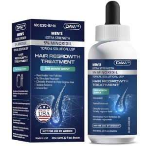 Minoxidil for Men Hair Growth Serum: Minoxidil 5 Percent with Biotin - Hair Regrowth for Men - Beard Growth Serum - Hair Loss Treatments - Minoxidil 5% - Faster Stronger Thicker Hair Growth - 60ml