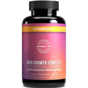 Primal Harvest Hair Growth Vitamins, Hair Growth for Women & Men - 60 Hair Growth Pills, Natural Hair Thickening Products for w/Biotin & Zinc - Hair Supplement, Regrowth Hair Vitamins