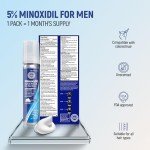 Taro Minoxidil Topical Aerosol Foam, 5%, Hair Regrowth 4 Months Treatment for Men, 2.11 oz (4 Pack)