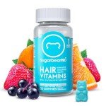 Sugarbear Hair Vitamin Gummy 1 Month Supply Extra Strength Biotin 6000mcg, Growth for Men & Women, Vegan Vitamin B12, MSM, Inositol, Omega 3, Elderberry, Certified Kosher, Halal, Cruelty-Free
