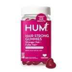 HUM Hair Strong - Daily Gummies with Biotin to Improve Hair Growth - Fo Ti, Folic Acid, Zinc, Vitamin B12 & PABA to Support Healthy Hair, Skin and Nails for Women and Men (60-Count)