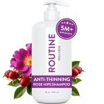 Routine Wellness Anti-Thinning Shampoo for Thinning Hair - Biotin DHT Blocker Women & Men - Color Safe Shampoo for Hair Loss & Healthy Growth - Rose Hips - 14oz