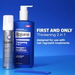 Rogaine Men's Thickening 2 in 1 Shampoo + Conditioner, Hair Thickening Shampoo & Conditioner with Rosemary Oil, Keratin & Citric Acid Leaves Hair Visibly Thicker, Not Minoxidil, 8.4 fl. oz