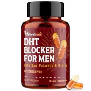DHT Blocker for Men | Hair Growth Supplement with Saw Palmetto & Biotin - Hair Growth Vitamins - Hair Regrowth - Natural Hair Loss Supplements Liquid-Filled - Proprietary Herbal Blends (90 Capsules)