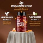 DHT Blocker for Men | Hair Growth Supplement with Saw Palmetto & Biotin - Hair Growth Vitamins - Hair Regrowth - Natural Hair Loss Supplements Liquid-Filled - Proprietary Herbal Blends (90 Capsules)