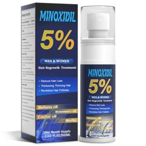 5% Minoxidil for Men and Women, Hair Growth Biotin Serum with Batana and Rosemary for Hair beard Regrowth Treatments, Extra Strength Hair Loss Solution, Clinically Proven to Regrow Thicker, 2.02FL OZ