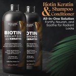 Biotin Shampoo and Conditioner Set with Keratin - Sulfate-Free Advanced Anti-Thinning, Hair Growth Shampoo and Conditioner Combo Repair Formula - with DHT Blockers, for Men & Women - 16 fl oz each