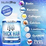 Thick Hair Growth Vitamins– Hair Growth Pills With DHT Blocker Stimulates Faster Growth for Weak, Thinning Hair–Biotin Hair Supplements with Keratin & Collagen Helps Men&Women Grow Perfect Hair.
