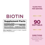 Nature's Bounty Biotin 10000mcg Supplement, Supports Healthy Hair, Skin and Nails, Optimal Solutions Hair Vitamin with Biotin, 90 Rapid Release Liquid Softgels