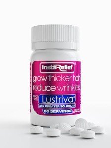 InstaRelief® Hair Growth with Lustriva® - Clinically Shown to Grow Thicker, Healthier Hair in 3 Weeks, Reduce Wrinkles and Fine Lines, with Biotin, Silicon, and Arginine, 60 Tablets