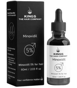 Kings Topical 5% Minoxidil for Men Alcohol-Free Formula - Fights Thinning, Male Pattern & Hereditary Hair Loss - High Absorption Subcutaneous Regrowth Solution, 60ml