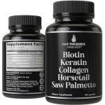 Biotin (5000mcg), Keratin, Collagen, Horsetail, Saw Palmetto – 5-in-1 Hair Growth Supplement & Vitamins for Women & Men, DHT Blocker Capsules for Thinning - Hair Growth Vitamins