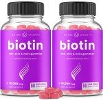 NutraChamps (2 Pack) Biotin Gummies 10,000mcg [High Potency] for Healthy Hair, Skin & Nails for Adults & Kids - 5000mcg in Each Gummy Vitamin - Vegan, Non-GMO, Pectin-Based Hair Health Supplement