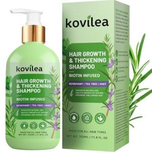 Rosemary & Biotin Hair Growth Shampoo for Women & Men, Natural Thickening & Regrowth Formula, Tea Tree Mint Strengthening Shampoo with Castor Oil - For Thinning Hair, Hair Loss, All Hair Types 10.1 Oz