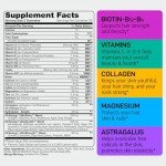 Hair Skin and Nails Gummies with Biotin Collagen Keratin Astragalus - Hair Growth Supplement & Hair Vitamins for Hair Loss for Women & Men, Hair Skin and Nails Multivitamin B7 Gummies, 60 Gummy Bears