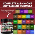 Hair Growth Supplement For Men | Biotin Hair Vitamins Collagen Pumpkin Seed Saw Palmetto Iron Ginseng Bamboo Silica Rosemary Peppermint Keratin Selenium Iodine Flaxseed Horsetail Vitamin A C D3 E B12