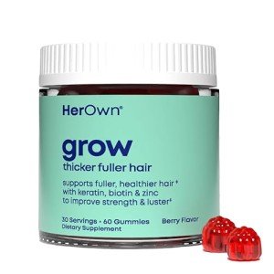Her Own Grow Gummies, Promotes Thicker Hair, With Biotin, Keratin & Horsetail, Supports Fuller Hair, Healthy Hair Growth, Berry Flavor, 60 Gummies