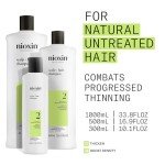 Nioxin Scalp + Hair Thickening System 2 Shampoo| For Natural or Untreated Hair with Progressed Thinning| With Niacinamide and Biotin| 33.8 Fl oz.