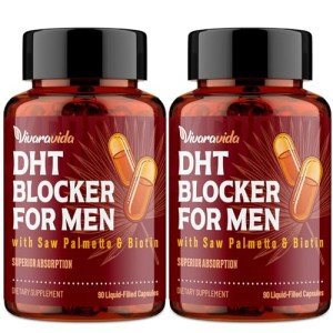 DHT Blocker for Men | Hair Growth Supplement with Saw Palmetto & Biotin - Hair Growth Vitamins - Hair Regrowth - Natural Hair Loss Supplements Liquid-Filled - Proprietary Herbal Blends (180 Capsules)