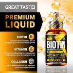 PURE RESEARCH Liquid Biotin & Collagen Hair Growth Drops 60,000mcg - Biotin and Liquid Collagen Supplement for Men & Women - Glowing Skin Support, Healthy Hair & Nail Growth - 2oz