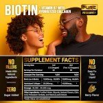 PURE RESEARCH Liquid Biotin & Collagen Hair Growth Drops 60,000mcg - Biotin and Liquid Collagen Supplement for Men & Women - Glowing Skin Support, Healthy Hair & Nail Growth - 2oz