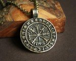 Baldur Jewelry - Handcrafted Viking Runic Rune Compass Necklace Vegvisir Futhark Necklace Pendant Amulet - Viking Gifts for Men - Viking Jewelry for Men - Viking Necklace