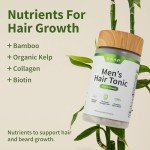 Hair Growth Supplement - Promotes Hair Regrowth, Stops Hair Loss & Boosts Beard Growth with Biotin, Kelp, Bamboo & More for Skin, Nails & Hair (60 Capsules)