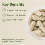 Hair Growth Supplement - Promotes Hair Regrowth, Stops Hair Loss & Boosts Beard Growth with Biotin, Kelp, Bamboo & More for Skin, Nails & Hair (60 Capsules)
