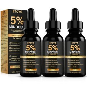 5% Minoxidil for Women Hair Growth Serum Topical Minoxidil Hair Regrowth Thicker Prevent Hair Loss for Thickening Longer Fuller Healthier Hair 3 Bottles of 2oz