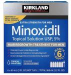 KIRKLAND SIGNATURE Minoxidil 5% Hair Regrowth Treatment for Men | 6 Months Supply | Topical Solution | Extra Strength | Clinically Proven | Unscented Drops | Dropper & Sprayer Included