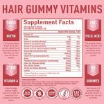 Purely Optimal Premium Hair Vitamins Supplement-Gummy w/Biotin, Folic Acid, Vitamin A&D-Supports Faster Hair Growth & Healthy Hair, Skin, & Nails-60 Non-GMO Berry Flavored Gummies