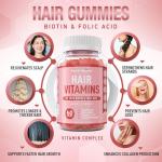 Purely Optimal Premium Hair Vitamins Supplement-Gummy w/Biotin, Folic Acid, Vitamin A&D-Supports Faster Hair Growth & Healthy Hair, Skin, & Nails-60 Non-GMO Berry Flavored Gummies