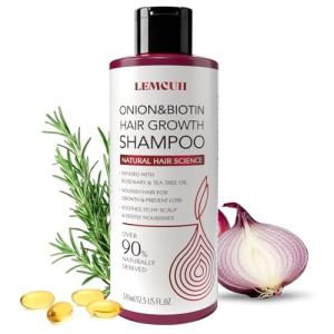 Onion & Biotin Hair Growth Shampoo: Infused With Natural Rosemary Tea Tree Anti Hair Loss Shampoo - Scalp Smooths Thickening Formula Support Hair Regrowth For Women Men 12.5Fl Oz
